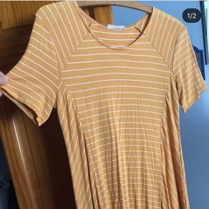 Yellow and white t shirt dress